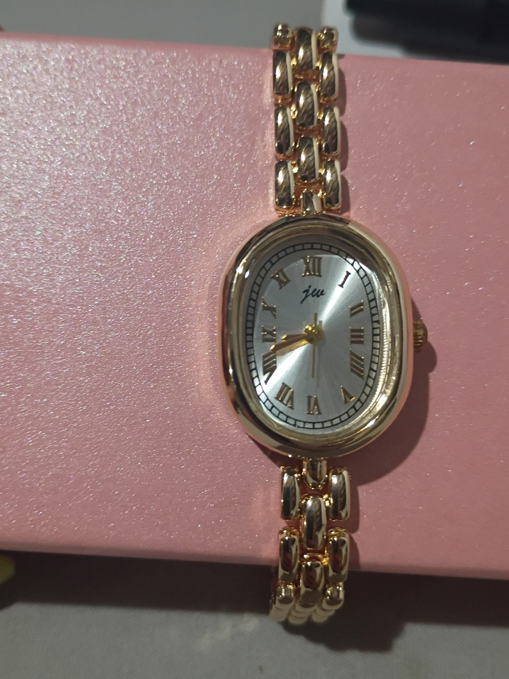 Gold Tone Women's Chain Bracelet Watch with Silver Dial